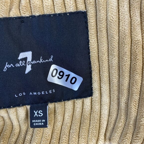 7 For All Mankind Corduroy Jacket Womens Size XS Crop Puffer Beige 81532 Trendy - Picture 14 of 14